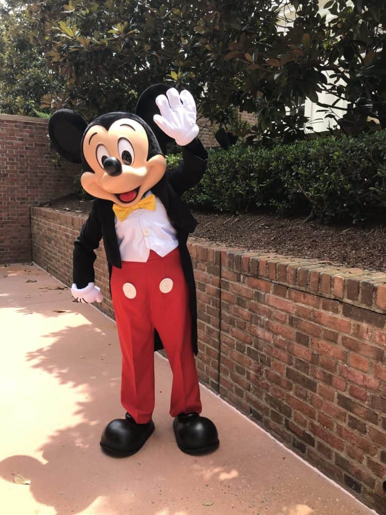 Mickey Mouse in a tux at Epcot